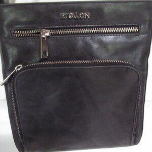 Estalon Black Leather Crossbody Shoulder Satchel Bag EUC